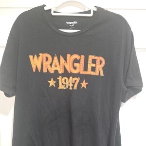 Wrangler Black Tee with Orange Graphic
